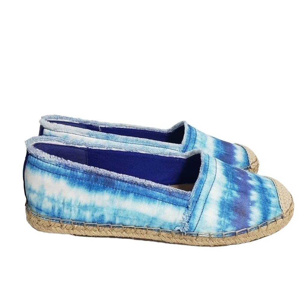 Nine West Maybe Medium Blue Fabric Espadrille Flats Sz 7.5M